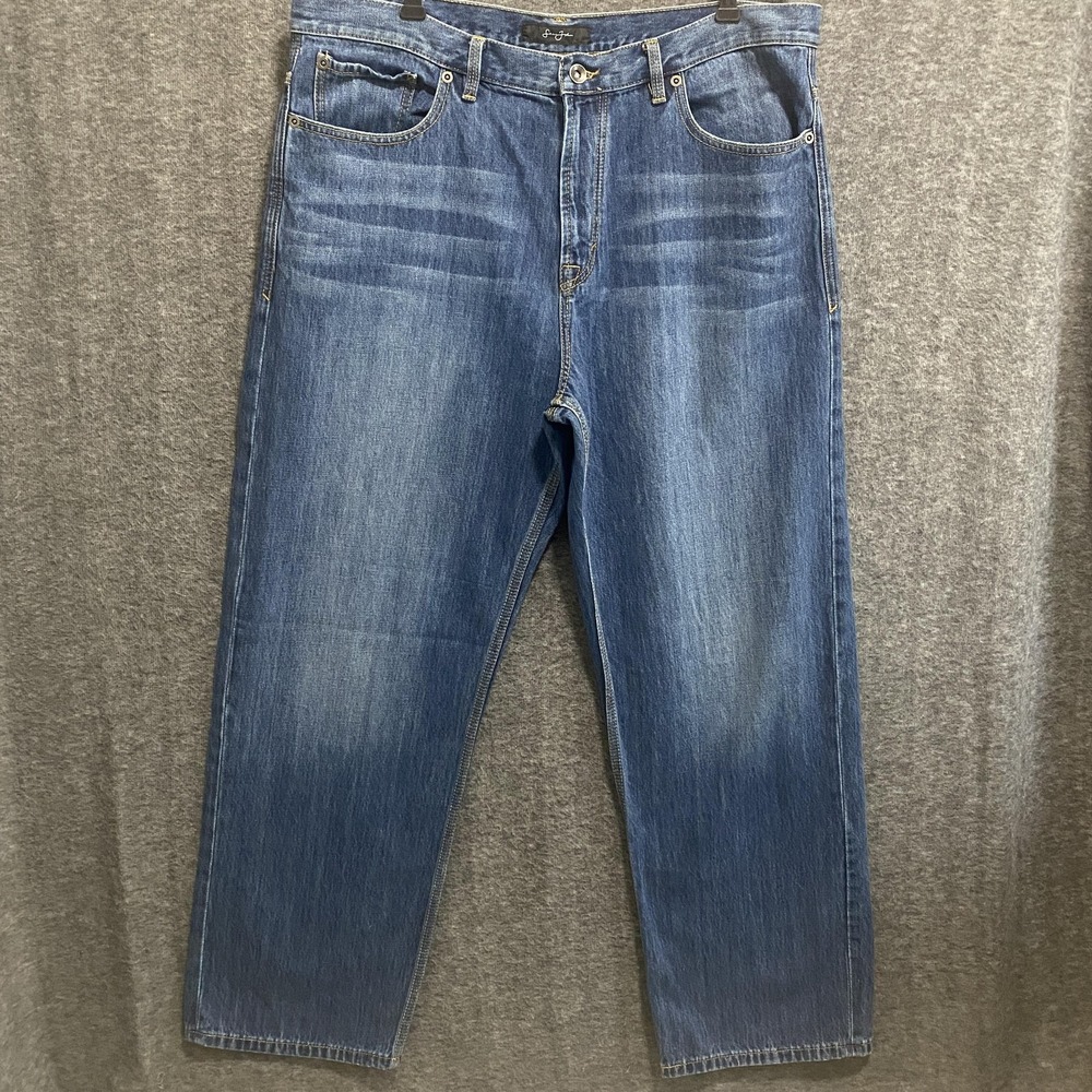 Sean John Jeans Men 38x32 Baggy Vintage Embroidered Denim 90s Hip Hop Skater Y2K